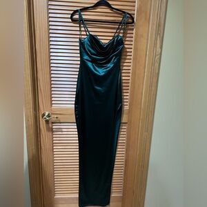 Windsor Teal Backless Satin Dress